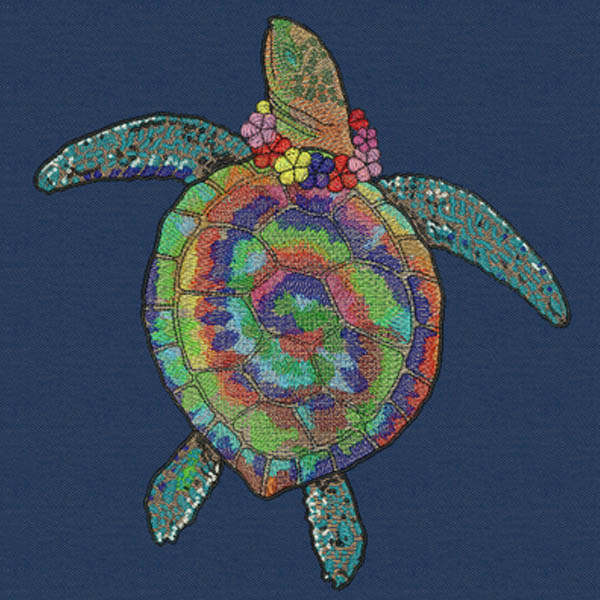 embroidery digitizing of rainbow turtle
